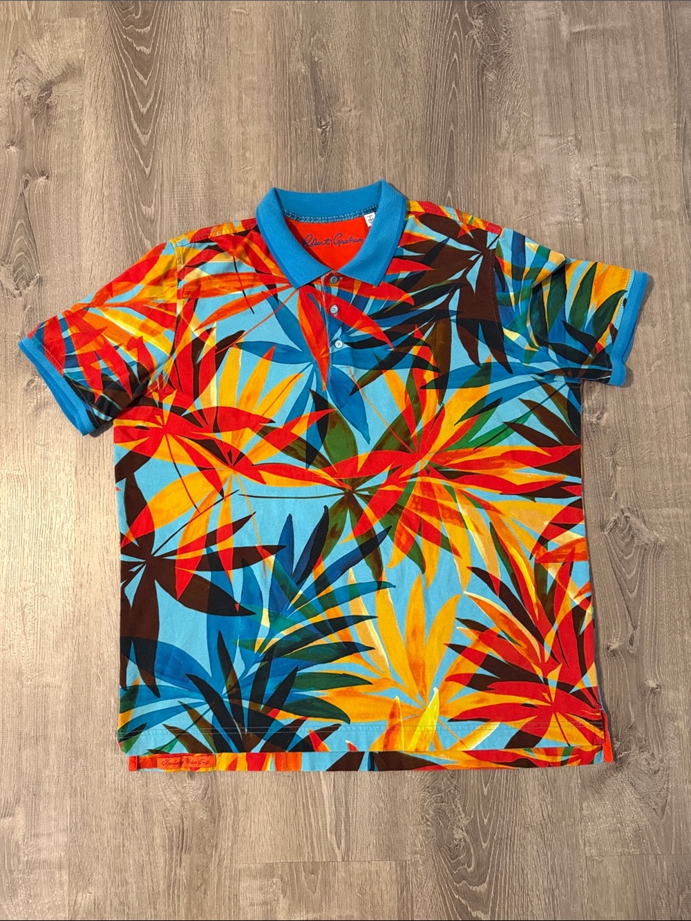 Robert Graham 2XL Men Classic Fit Tropical Leaf Casual Summer Short Sleeve Polo